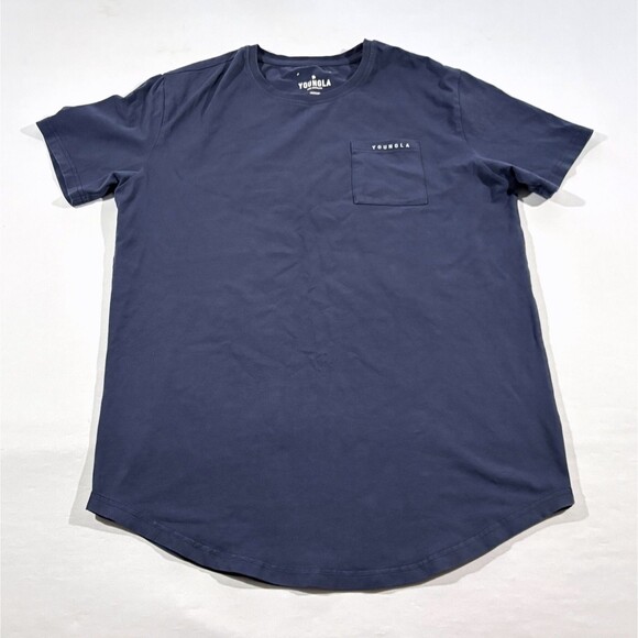 YoungLA T-Shirt Mens Blue Gym Workout Crew Athleisure Basic Pocket Tee Sz M - Picture 1 of 7